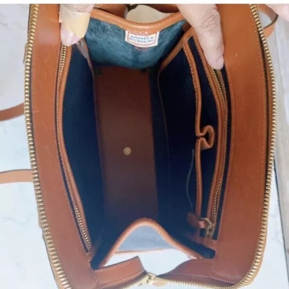 Dooney & Bourke Carpet Shoulder Bag Vintage Navy Blue & Tan Zippered - Picture 7 of 15